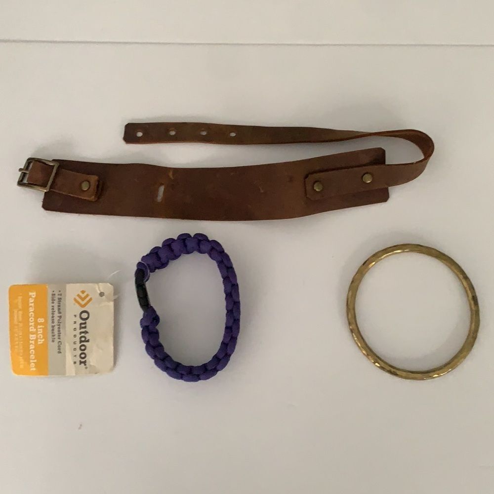 8” Paracord Bracelet Leather Bracelet Gold Bangle Lot‎